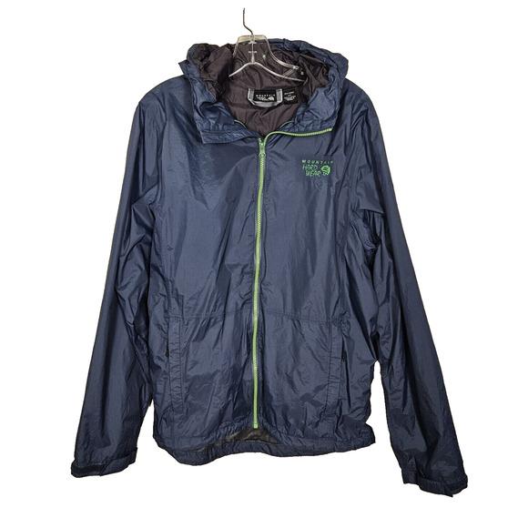 MOUNTAIN HARDWEAR Plasmic Jacket Zinc Nylon Lined Hood Windbreaker Hiking Mens M